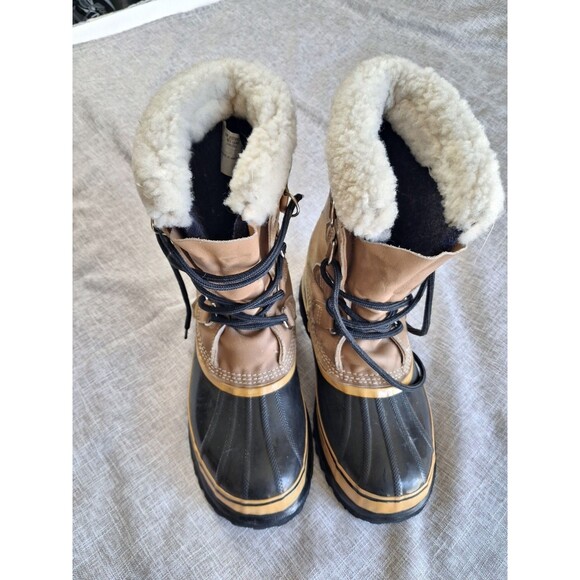 SOREL Men's Caribou Waterproof Boot Buff Size 8 Wool inserts Water proof - Picture 1 of 16